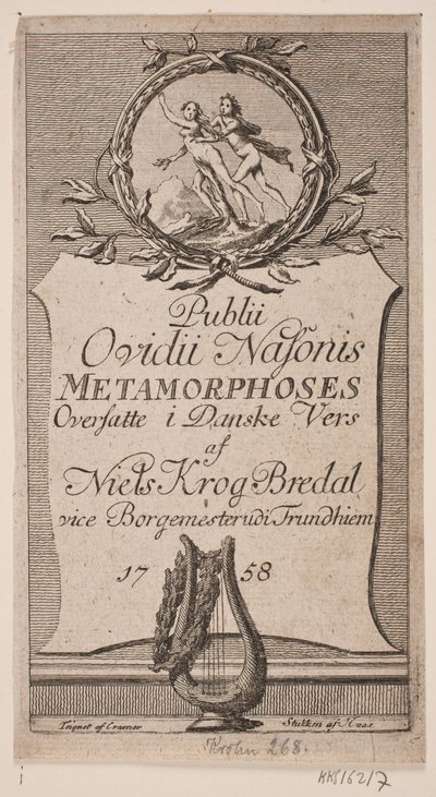 扉页 "Publii Ovidii Nasonis Metamorphoses"。 作者 Jonas Haas