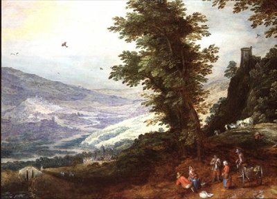 广泛的景观与农民 作者 Joos或Josse de The Younger Momper