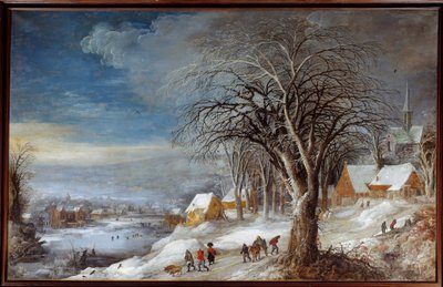 冬季景观。 Josse II Momper (1564-1635) Ec. 的绘画。 火焰。 作者 Joos或Josse de The Younger Momper