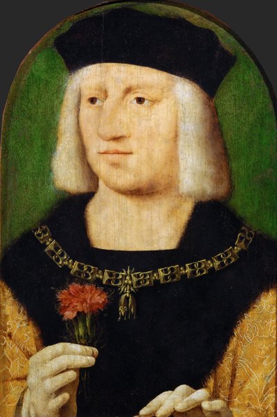早期尼德兰艺术：马克西米利安一世（1459-1519）的肖像，由Cleve, Joos van（约1485-1540）绘制，约1508。木板油画，28.5x22.3。艺术史博物馆，维埃纳 作者 乔斯范克里夫