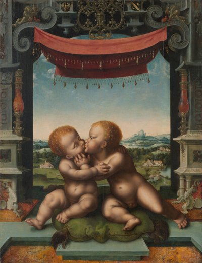 基督和施洗者圣约翰拥抱的婴儿，152025年 作者 Joos van 工作室
