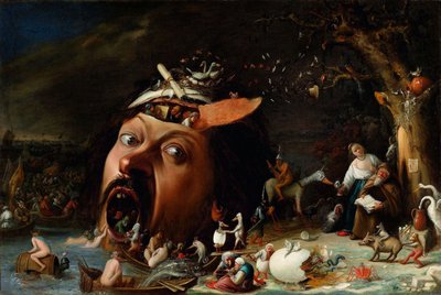 巴洛克：圣安东尼的诱惑，克雷斯贝克，Joos (Josse) van (1605/06-ca 1660)，c。 1650. 布面油画。 卡尔斯鲁厄艺术馆 作者 乔斯·范·克雷斯贝克