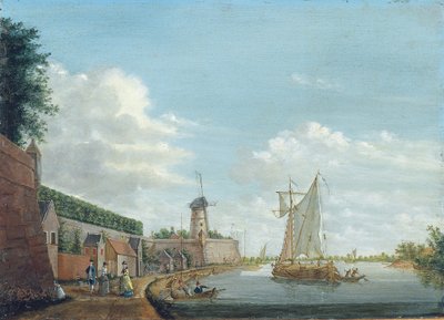 1776年左右的河道景观，典雅的乡民漫步在城墙旁 作者 约旦·霍恩（Jordanus Hoorn）