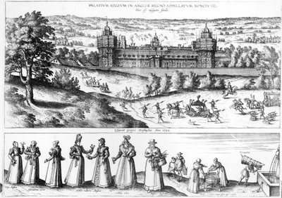 1582年，来自Nonesuch宫的女王伊丽莎白一世和来自都铎社会的男男女女抵达 作者 乔里斯·霍夫纳格尔