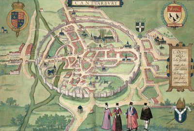 地图坎特伯雷，从“世界”布劳恩（1541年至1622年）和弗兰茨Hognenberg（1535年至1590年）c.1572-1617 作者 乔里斯·霍夫纳格尔