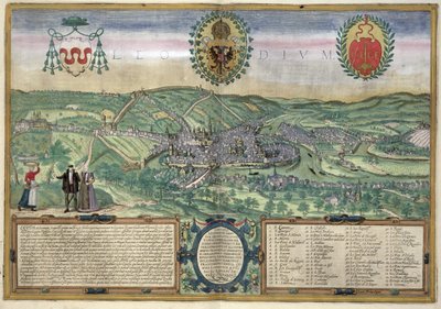 地图列日，从“世界”布劳恩（1541年至1622年）和弗兰斯·霍根伯格（1535年至1590年），c.1572 作者 乔里斯·霍夫纳格尔