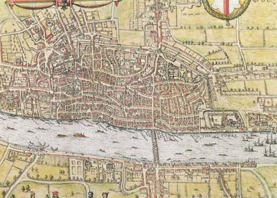 伦敦地图，从“世界”，布劳恩（1542年至1622年）和弗兰斯·霍根伯格（1635至90年），c.1572 作者 乔里斯·霍夫纳格尔