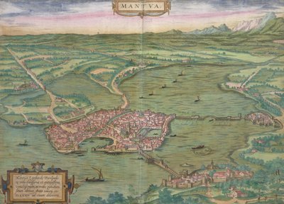 地图曼图亚的，从“世界”布劳恩（1541年至1622年）和弗兰茨Hogenbergh（1535至1590年），1575 作者 乔里斯·霍夫纳格尔