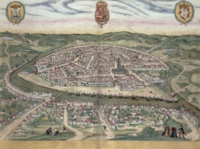 塞维利亚地图，来自&39;Civitates Orbis Terrarum&39;的Georg Braun（1541-1622）和Frans Hogenberg（1535-90）c.1572-1617 作者 Joris Hoefnagel