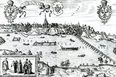 华沙地图，来自&39;Civitates Orbis Terrarum&39;的Georg Braun（1541-1622）和Frans Hogenberg（1535-90）c.1572-1617 作者 乔里斯·霍夫纳格尔
