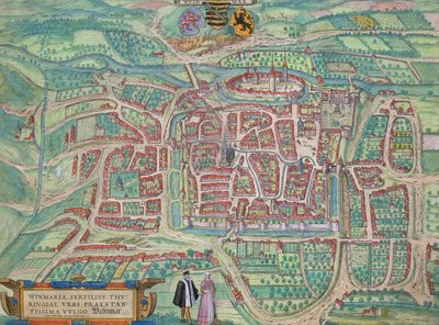 魏玛地图，来自&39;Civitates Orbis Terrarum&39;的Georg Braun（1541-1622）和Frans Hogenberg（1535-90）c.1572-1617 作者 乔里斯·霍夫纳格尔