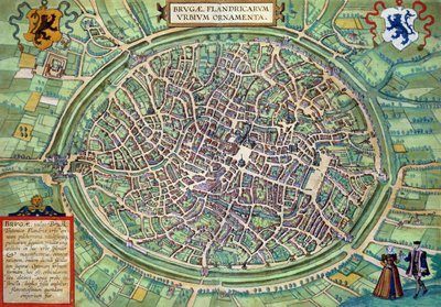 地图布鲁日从“世界”由布劳恩（1541年至1622年）和弗兰斯·霍根伯格（1535年至1590年），c.1572 作者 乔里斯·霍夫纳格尔