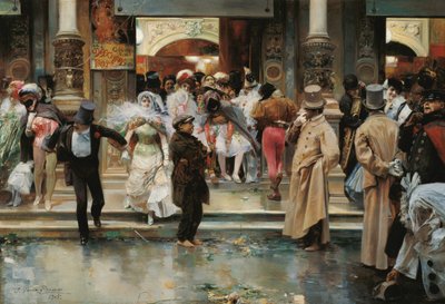 离开假面舞会 - 加西亚-伊-拉莫斯，何塞（1852-1912） - 1905 - 布面油画 - 70,5x104,1 - 马拉加卡门-蒂森博物馆 作者 何塞·加西亚·拉莫斯（JoséGarcia Ramos）