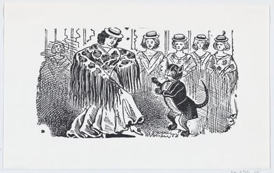 A woman dancing with a cat in a suit, ca. 1880-1910., ca. 1880-1910. 作者 何塞·瓜达卢佩·波萨达