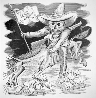 Calavera Zapatista，约1910年（雕刻）。 作者 何塞·瓜达卢佩·波萨达