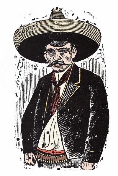 埃米利亚诺·萨帕塔（Emiliano Zapata，1880-1919 年），墨西哥革命家。 Jose Guadalupe Posada (1852-1913) 的木版画。 作者 何塞·瓜达卢佩·波萨达