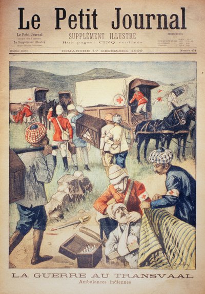 德兰士瓦战争：印第安救护车，Le Petit Journal的封面，1899年12月17日 作者 何塞·贝伦