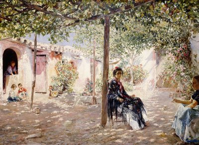 女士们在阳光斑驳的院子里 作者 何塞·加里戈斯·阿诺萨