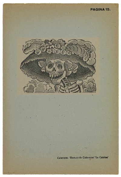 卡特里娜火山（Calavera de la Catrina），约1910年，1943年印刷（带雕刻的浮雕蚀刻） 作者 何塞·瓜达卢佩·波萨达