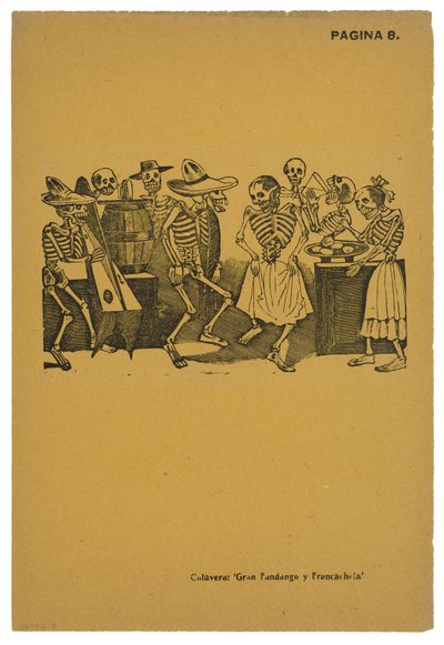 El Jarabe de ultratumba，约摄于1910年，于1943年印刷（带雕刻的浮雕蚀刻） 作者 何塞·瓜达卢佩·波萨达