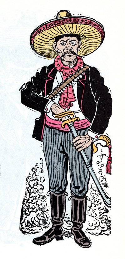 Mexican Revolution (1910-1920) - Salazar Amador Revolutionary follower of Emiliano Zapata - Xylography by Jose Guadalupe Posada (1852-1913) 作者 何塞·瓜达卢佩·波萨达