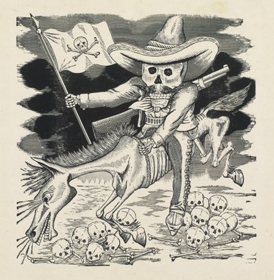 埃米利亚诺·扎帕塔（Emiliano Zapata）的大头骨，约于1911年16月，印刷于1930年（带雕刻的浮雕蚀刻） 作者 何塞·瓜达卢佩·波萨达