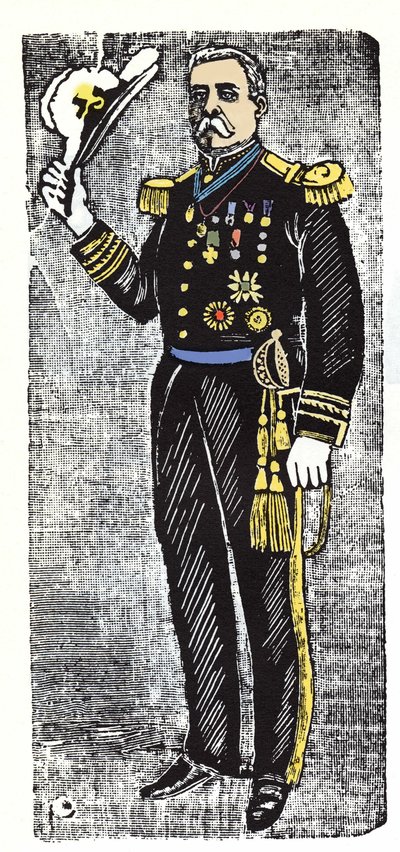 墨西哥革命（1910-1920）：波菲里奥·迪亚兹（Porfirio Diaz，1828-1915），墨西哥共和国总统。 Jose Guadalupe Posada (1852-1913) 的木版画。 作者 何塞·瓜达卢佩·波萨达