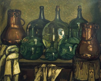 古铁雷斯-索拉纳，何塞（1886-1945 年）。静物与瓶子》。1927.当代艺术。布面油画。私人收藏 作者 何塞·古铁雷斯·索拉纳