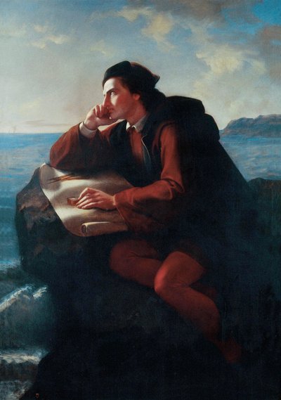 西班牙语：Inspiración de Cristóbal Colón 克里斯托弗-哥伦布的灵感 作者 何塞·玛丽亚·奥布雷贡