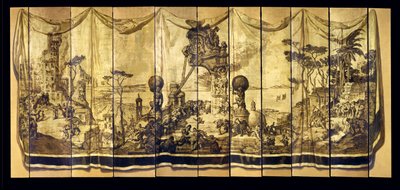 Vision Mediterranea，十一叶屏风，约于1925年（镀金木面板上的油） 作者 何塞·玛丽亚·塞特·巴迪亚