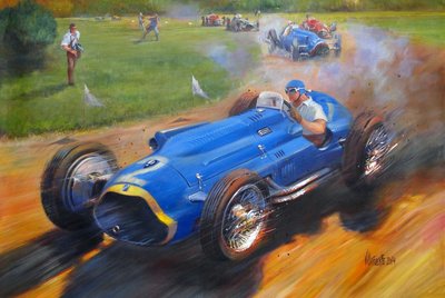 Juan Manuel Fangio con Talbot lago T26C，2011 年（布面丙烯）。 作者 何塞·玛丽亚·维拉富尔特