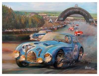 Juan Manuel Fangio en Le Mans 1950 Gordini Typr 18S（丙烯酸画布） 作者 何塞·玛丽亚·维拉富尔特