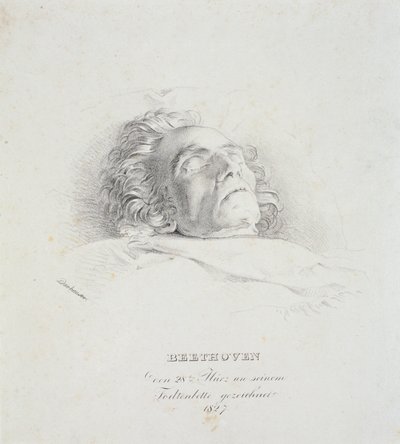 Ludwig van Beethoven（1770-1827）临终前，1827年3月28日 作者 约瑟夫·丹豪瑟