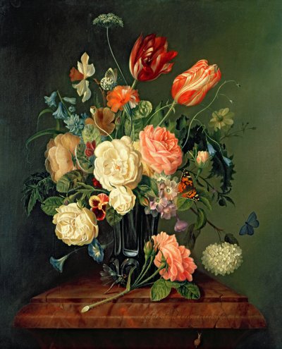 静物与混合花 作者 Josef Holstayn