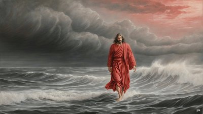 耶稣走过湖面_01_E 作者 约瑟夫·约翰·迈克尔