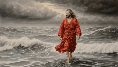 耶稣走过湖面_02_E 作者 约瑟夫·约翰·迈克尔
