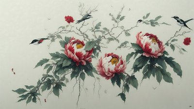 ink painting: PEONY in green_02   1469281   zh       chinese Successfully Translated  Original: King Noble the Lion and his Court (wash on paper) Translat: King Noble the Lion and his Court (wash on paper) 1472286 zh chinese Successfully Translated Origina 作者 Josef Johann Michel