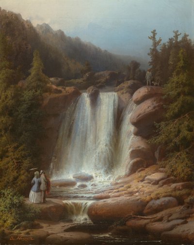 Mumlava河的瀑布大山的，1850-53 作者 约瑟夫·马蒂·纳夫拉蒂尔