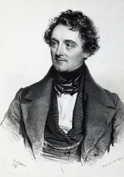 Johann Nepomuk Eduard Ambrosius Nestroy的肖像（维也纳 作者 Josef Nikolaus Kriehuber