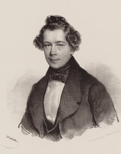 作曲家约瑟夫·兰纳的肖像1801-1843年，1830年。 作者 Josef Nikolaus Kriehuber
