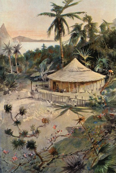 鲁滨逊漂流记》：威尔-阿特金斯的帐篷（彩色石版画） 作者 约瑟夫·芬内莫尔（后）