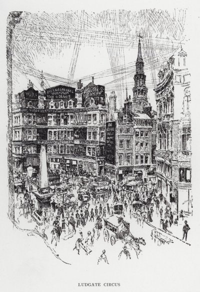 Ludgate Circus (litho) 作者 约瑟夫·佩内尔（之后）