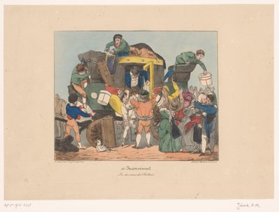 回程后从公共汽车上下来的乘客
Les douceurs du retour（物品上的标题）
不便（系列标题）
Inconvénient （物上的系列名称） 作者 约瑟夫·安布罗斯·乔巴德