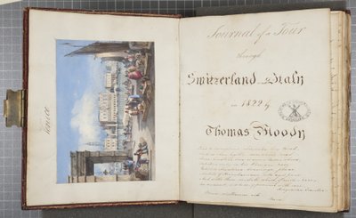 威尼斯1822年通过瑞士和意大利的托马斯穆迪杂志的标题页粘贴（纸上写着） 作者 约瑟夫·阿克斯·斯莱普