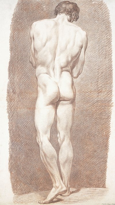 从背后看男性裸体的研究，1774年 作者 Joseph Benoît Suvée