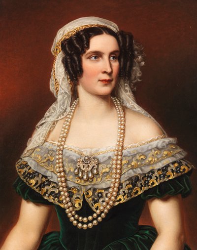 1792-1854年巴伐利亚女王特蕾丝女王的画像，1855年。 作者 约瑟夫·卡尔·斯蒂勒