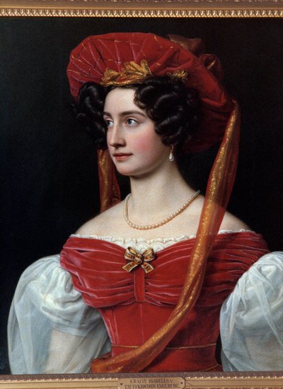 约瑟夫·卡尔·斯蒂勒 (Joseph Karl Stieler，1781-1858 年) 19 世纪的红帽女人肖像画。 慕尼黑，宁芬堡城堡 作者 约瑟夫·卡尔·斯蒂勒