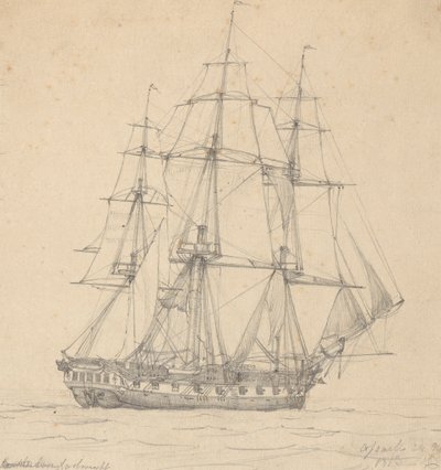 单护卫舰，船尾向前 1813 年 作者 约瑟夫·卡特赖特