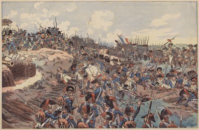 Jemappes战役，法国革命战争，1792年11月6日（彩色平版印刷）。 作者 约瑟夫·查尔斯（之后）Beuzon