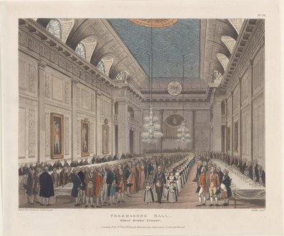 共济会大厅，大皇后街，1808年10月1日。, October 1, 1808. 作者 约瑟夫·康斯坦丁·斯塔德勒